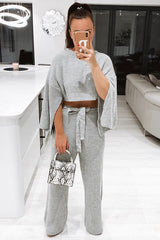 Grey Chunky Knit Loungewear Set - Harper