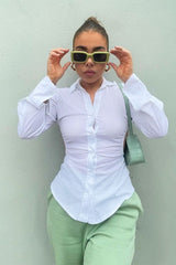 White Backless Cut Out Shirt - Maja