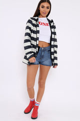 Navy And White Stripe Hooded Rain Mac - Haru