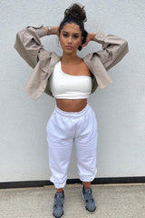 Stone Faux Leather Cropped Shacket - Ivyana