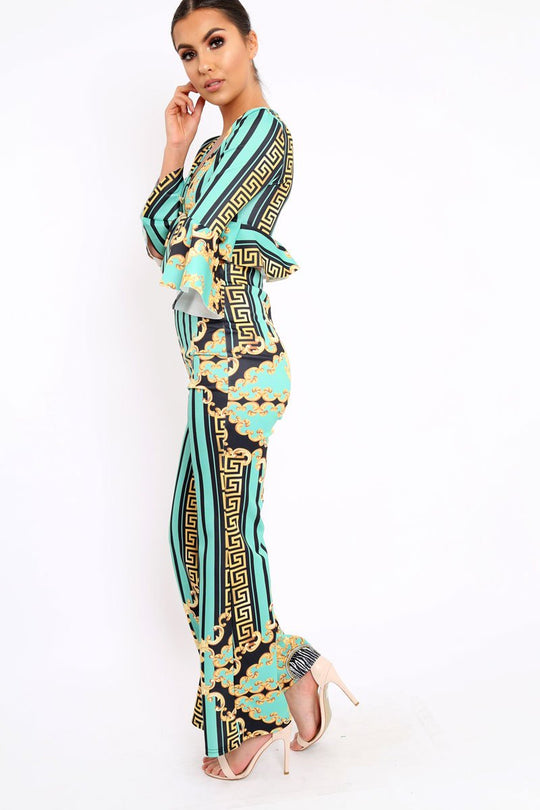 Green Pattern Print Co-ord -Hasna