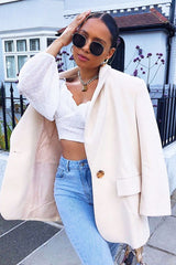 White Swiss Dot Frill Trim Crop Top - Mena