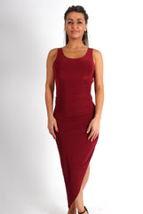 Hayden Wine Cross Back Asymmetric Dress
