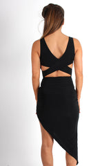 Hayden Black Cross Back Asymmetric Dress
