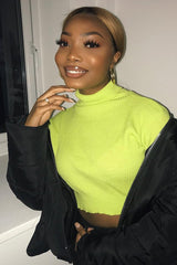 Lime Rib Roll Neck Crop Jumper - Hayvin