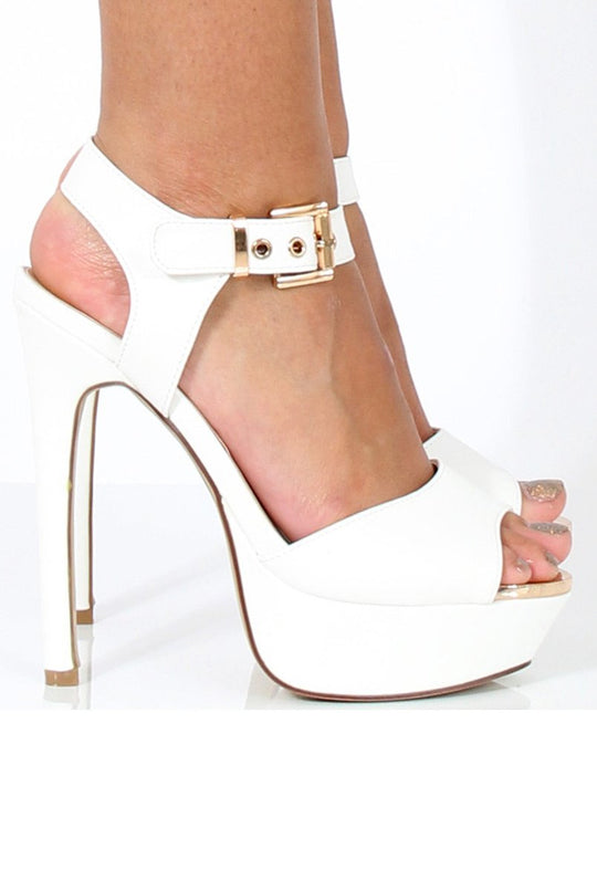 White PU High Heels - Hazel