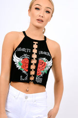 Black Heart Breaker Crop Top - Pheonix
