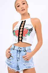 White Heart Breaker Crop Top - Pheonix