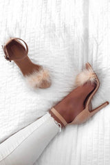 Nude Fluffy PU High Heels - Heaven