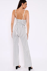 White and Black Striped Cami Jumpsuit - Helena