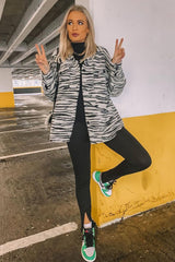 Black Zebra Oversized Wool Blend Shacket - Diora