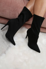 Black Stretch Sock Boots - Helga