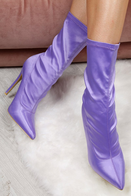 Purple Stretch Sock Boots - Helga
