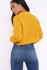 Mustard Cropped Knitted Jumper - Hennie