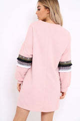 Rose Jumper Dress with Sleeve Trim Detail - Hermina