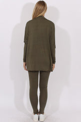 Khaki Batwing High Neck Cut Out Tracksuit - Hetty