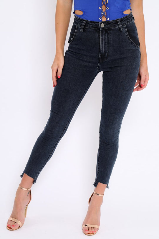 Black Mid Wash Deep Hem Jeans - Pipper