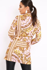 Nude Scarf Print Two Button Blazer - Hilary