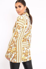 White Scarf Print Two Button Blazer - Hilary