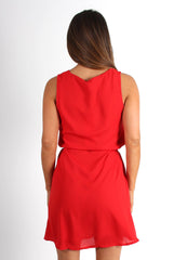 Hillary Red V Front Shift Dress