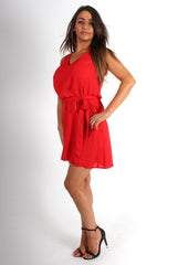 Hillary Red V Front Shift Dress