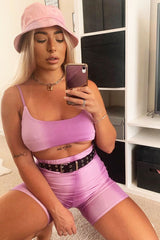 Purple Ombre Crop Top Cycling Shorts Co-ord - Gillie