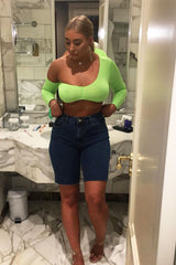 Neon Green Asymmetric Crop Top - Nicki