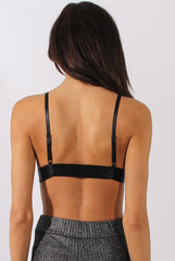Black Mesh Double Strap Applique Bralet - Holly