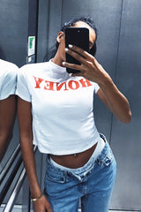 White Honey Slogan T-shirt - Kolby