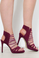 Hunter Purple Suede Caged Heels