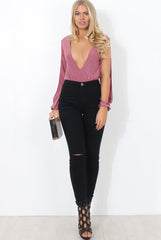 Hussa Mauve V Front Bodysuit