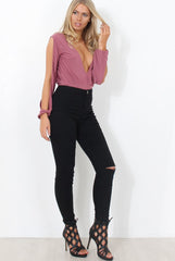 Hussa Mauve V Front Bodysuit