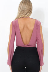Hussa Mauve V Front Bodysuit