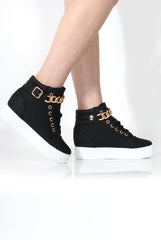 Karen Black Gold Chain Wedged Trainer
