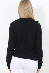 Black Tie Front Blouse - Becky