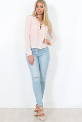 Nude Tie Front Blouse - Becky