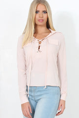 Nude Tie Front Blouse - Becky