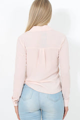 Nude Tie Front Blouse - Becky