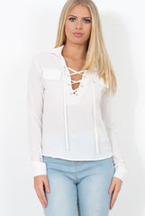 White Tie Front Blouse - Becky