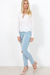 White Tie Front Blouse - Becky