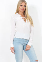 White Tie Front Blouse - Becky