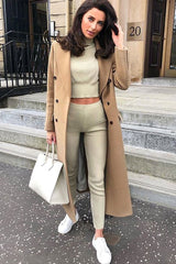 Stone Rib Crop Jumper Loungewear Set - Ayriana