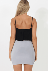 Grey Knotted Detail Body-con Skirt- Ibiza