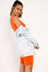 Orange Bodycon Scoop Neck Unitard - Idalie