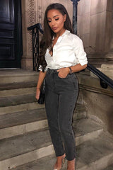 Washed Black Wide Leg Denim Jeans - Annalya