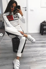 White And Black USA Side Stripe Tracksuit - Simmy