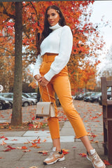 Mustard Belted Tapered Peg Trousers - Jessika