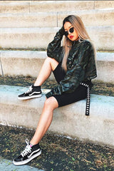 Khaki Camo Cropped Batwing Jumper - Lizy