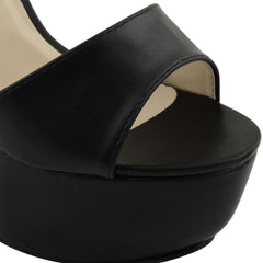 Black Pu Cross Over Strap Platform Heels - Martha