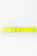 Neon Green PU Double Circle Buckle Belt - Tansy